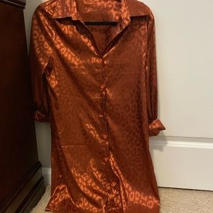 Burnt orange shirt dress